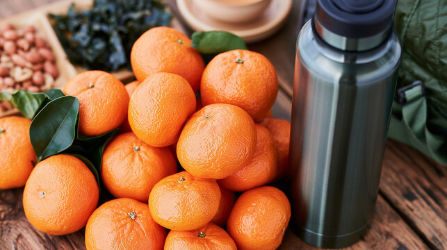 Fresh Mandarin Oranges and Healthy Hiking Snacks Prepared for the Jeju Olle Walking Festival Outdoor Adventure and Scenic Nature Trail Excursion