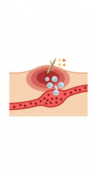 Skin Inflammation and Blood Vessel Reaction to a Foreign Object