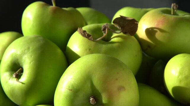 Green Apples food Background. Apple closeup fruit