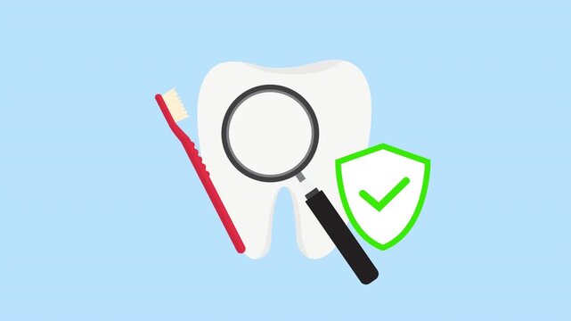 Dental Health Inspection Concept with Toothbrush, Magnifying Glass and Protective Shield