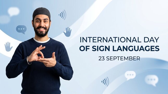 Man using sign language for international day of sign languages