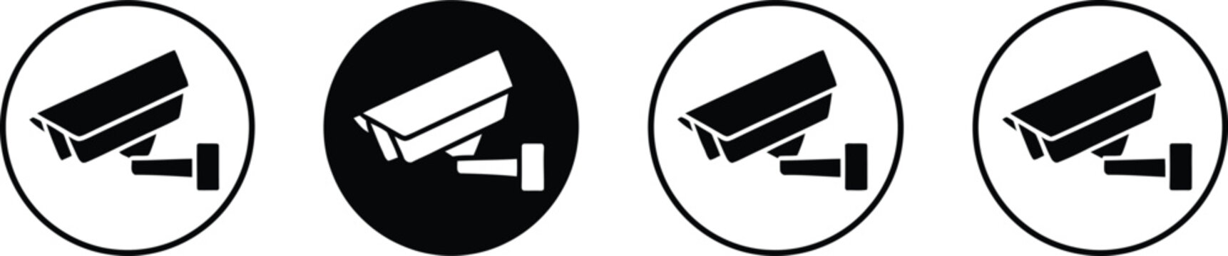 Security camera or cctv sign, logo badge icon sticker label emblem stamp symbol for video surveillance monitoring safety protection security systems and property control.