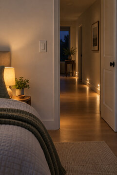 Bedroom Light Switch with Warm Low Level Hallway Lighting