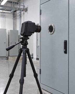 Thermal Inspection Camera Facing a Closed Electrical Cabinet