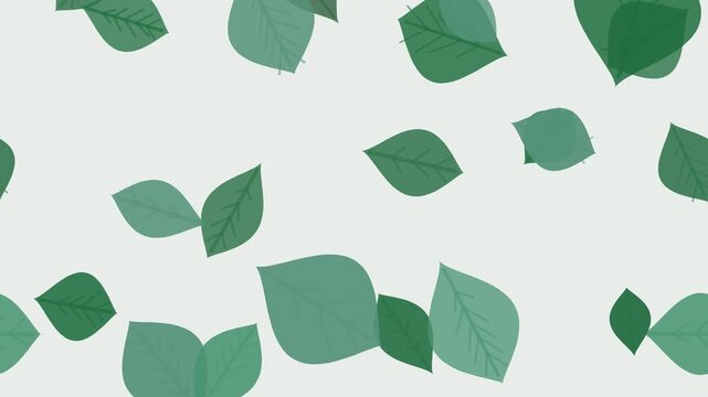 Seamless loop muted green falling leaves motion background