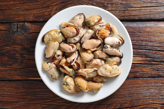 Fresh Cooked Mussels On Plate