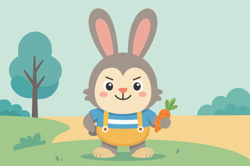 Obraz premium Adorable Rabbit Cartoon Character