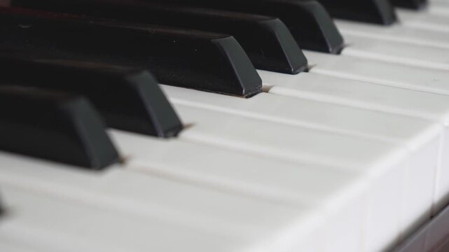 Piano Keyboard Black and White Keys Close Up Background
