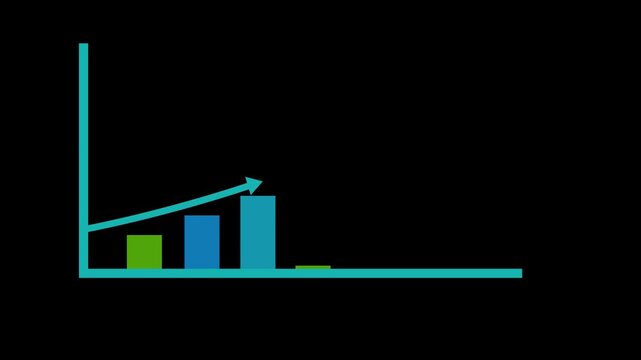 Animated Bar Chart Graphic Showing Financial Growth Upward Trend and Business Success Data Visualization
