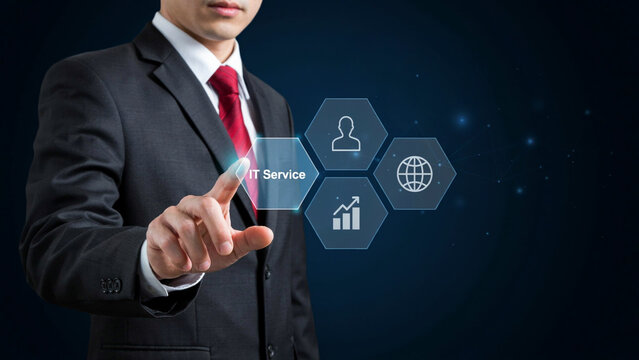 Professional selecting it service option from digital interface