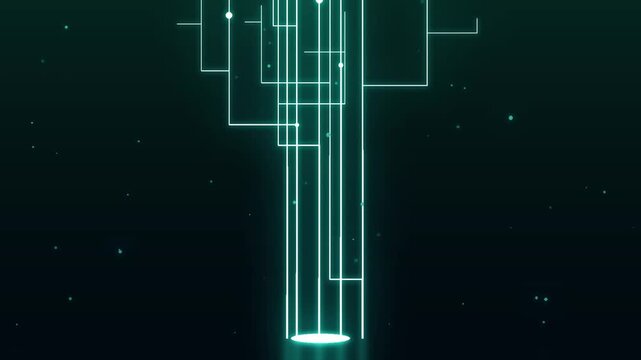 Abstract digital data flow, glowing teal light beams and lines, futuristic technology network, AI and machine learning concept, modern cyber security background 4k