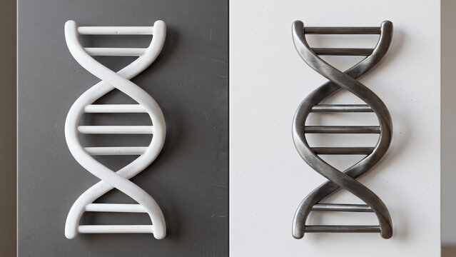 Dna Structures in White and Metallic Finishes on Contrasting Surfaces