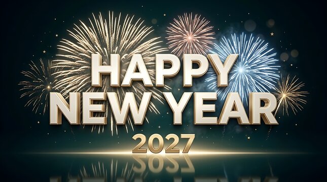 A dazzling display of fireworks celebrates the arrival of the new year 2027 with joy, JPEG