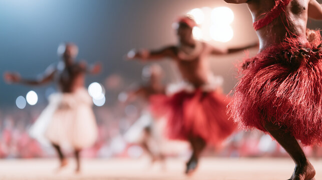 Vibrant Hura Tapairu Cultural Dance Performance Featuring Traditional Polynesian Performers Moving in Rhythm During a Festive Night Event