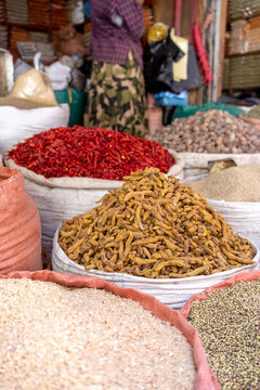 Colorful Market Stall at Addis Mercato Africa's Largest Open-Air Market Ethiopia