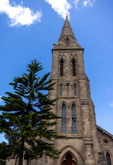 Fototapeta premium Gothic Stone Church Spire at the Protestant Temple of Antananarivo