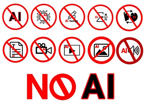 Set icon of NO AI , all Artificial intelligence not allowed 