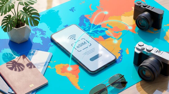eSIM Activation on Smartphone &ndash; Mobile Technology Concept