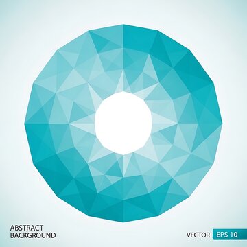 Blue geometric donut shape made of triangles on a light background
