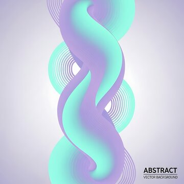 Abstract fluid liquid shape with gradient curves and circular line patterns