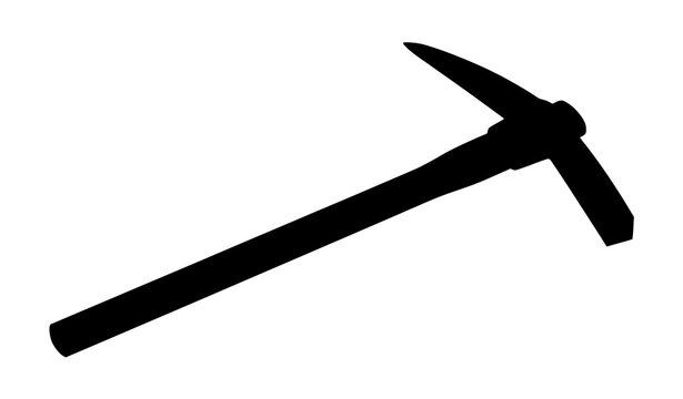 Mining Pickaxe Vector Illustration with Wooden Handle and Steel Head Isolated on White