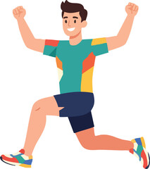 Fototapeta premium Happy Man Exercising in a Dynamic Running Pose for Fitness and Health