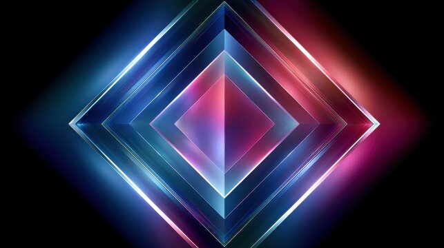 Glowing diamond frame with blue and pink light