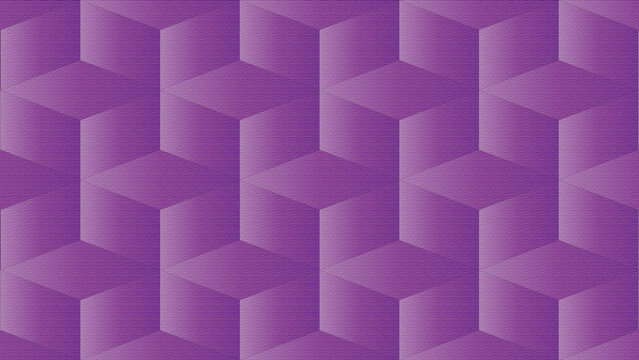 Seamless geometric pattern with purple isometric cubes and subtle horizontal texture lines