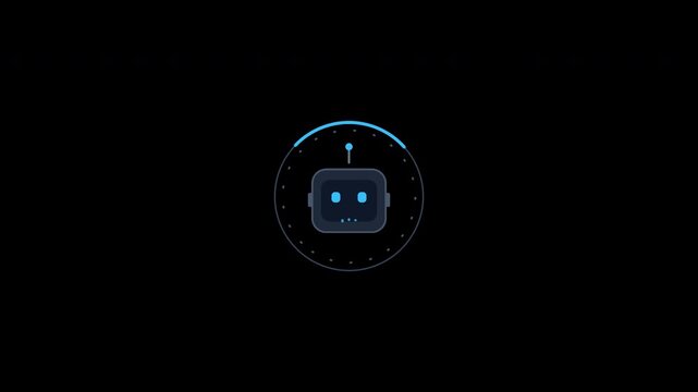 Futuristic blue ai robot icons loading on alpha background