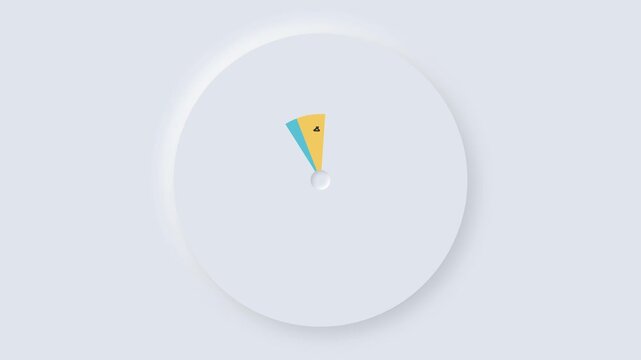 Minimalist white roulette wheel with colorful pointer sector on neutral light background