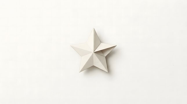 Minimalist off-white three-dimensional star icon isolated on a clean white background for modern branding, success, and excellence concepts