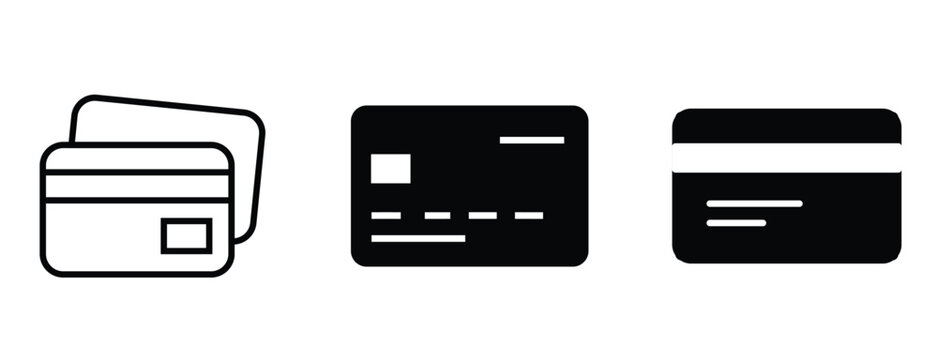 Set of credit card payment editable vector icons for financial interface design