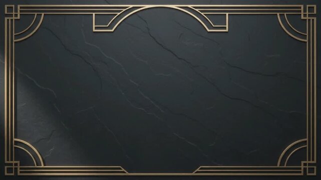 Luxury Art Deco Golden Border Frame on Dark Textured Background