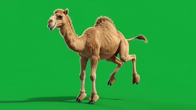Happy Camel Dancing on Green Screen Background for Creative Video Production