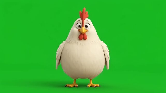 Cartoon chicken dancing on green screen and animal dancing animation
