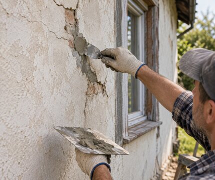 Reparaci&oacute;n de una pared da&ntilde;ada en un edificio