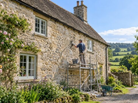 Trabajo de restauraci&oacute;n en una casa de campo en Inglaterra