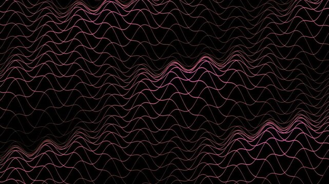 A mesmerizing abstract animation featuring flowing, wavy line patterns in subtle pink and warm tones over a dark background. Perfect for backgrounds, motion graphics