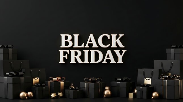 Black friday sale with electronics and shopping scene on dark pixelated background