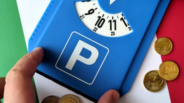A parking disc, permit, or ticket for measuring time and paying municipal services. A parking disc as a background for your design