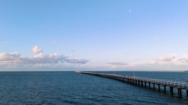 Aerial View of Urangan Pier at Dusk Hervey Bay Australia