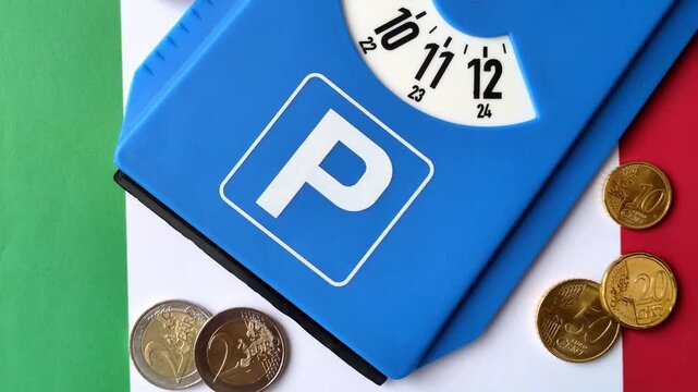 A parking disc, permit, or ticket for measuring time and paying municipal services. A parking disc as a background for your design