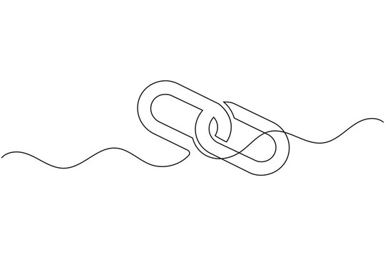 Chain link interlocked connection one line art minimalist partnership symbol outline vector icon illustration