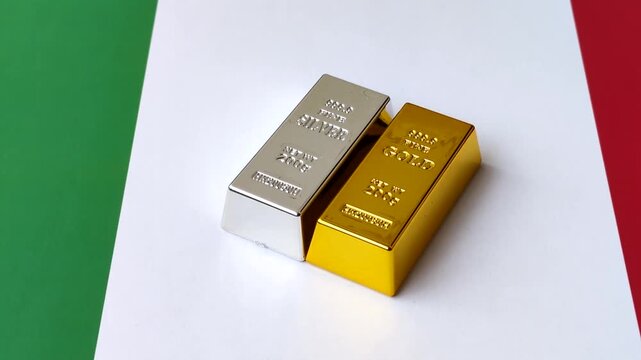 Gold and silver bullion or ingots as metals for bank storage and investments