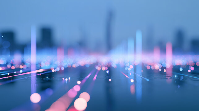 Abstract digital visualization inspired by the Guangzhou International Light Festival showcasing glowing fiber optic light trails and data network connectivity