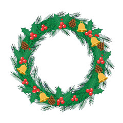 Fototapeta premium Decorated Christmas Tree With Colorful Lights And Presents