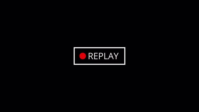 Replay text button animation with alpha channel, Replay icon video for Live Streamers, Action replay sign icon loop animation. motion graphic of replay concept 