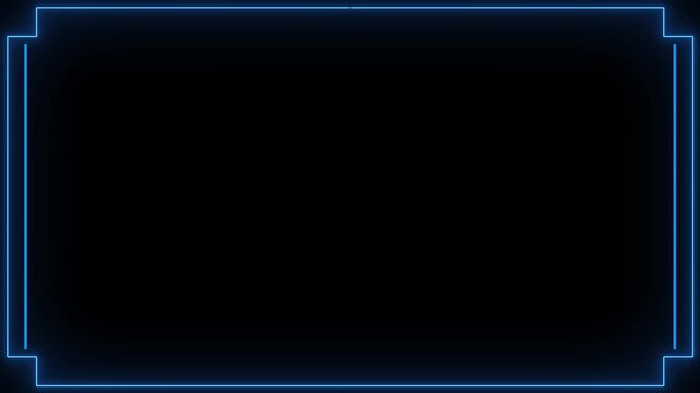 Glowing blue neon HUD border overlay display schematic 4k video with 25 fps
