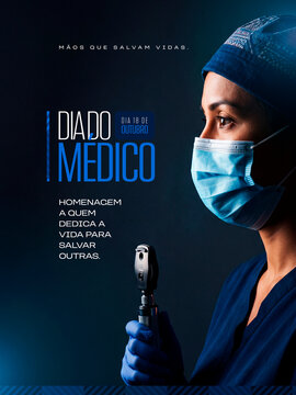Profissional Saude Medico Outubro Post Card Insta Template Banner