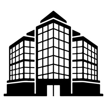 Corporate office building architecture vector icon, commercial real estate silhouette